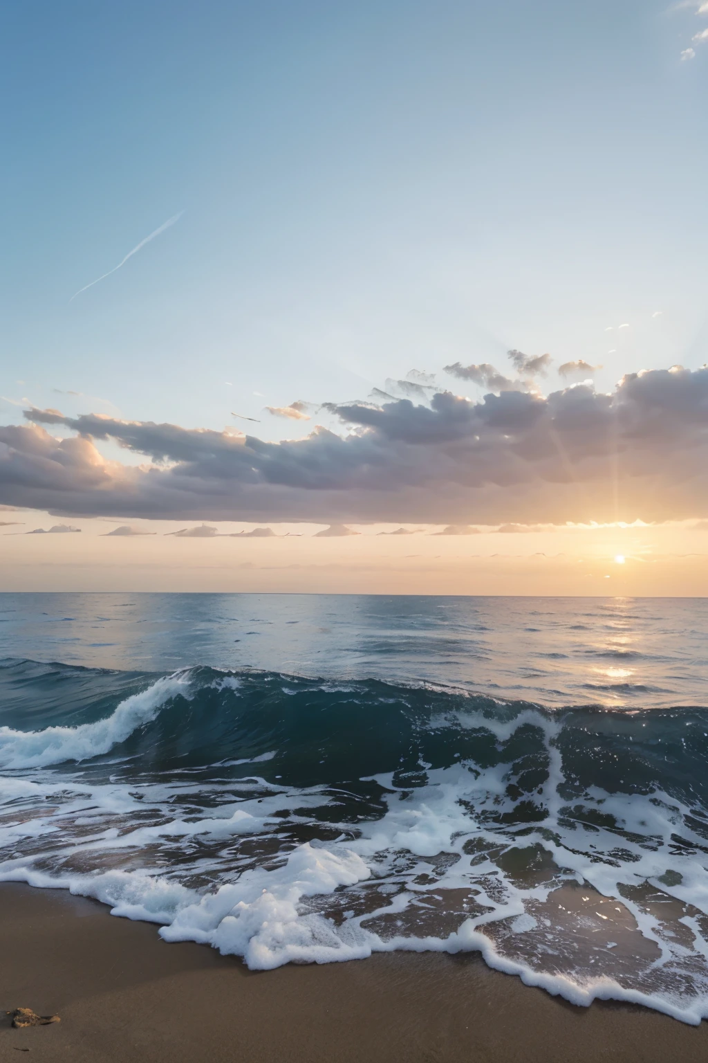 beautiful sea edge, sunrise, Beautiful sea and clear sky, blue water, Blue grateful sky