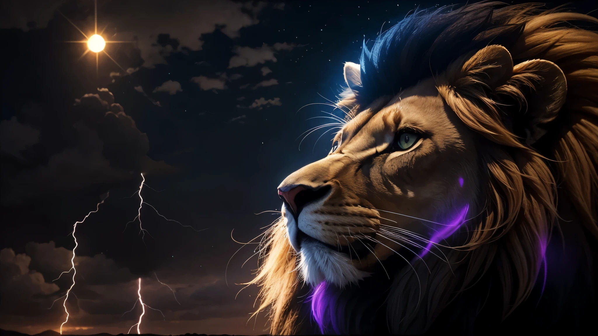 lion, Divine lion, naturais, Natureza, Natureza, heavens, celestial, sky night, beauty sky, Noite, majestoso, majestoso Lion, majestoso Sky, Naturalmente Elegante, thunders, Sky thunders, Divine thunder, Linda, Golden, Blue Eletricity, Blue Bolts, Rendering, Fotorrealista, UltraHigh definition, 4K, texturasdetalhadas, thunder, sombras detalhadas, cores detalhadas, por do sol, sol se pondo, sunset, Natureza Linda, Grande Divino, por do sol, contraste detalhado, Contraste realista, high resolution, cores detalhadas, fogo, eletricidade, divina criatura, 8k, Realista detalhado, 16K, 8k, High definition, contraste detalhado, Contraste realista, high resolution, cores detalhadas, fogo, eletricidade, divina criatura, 8k, Realista detalhado, elegante,