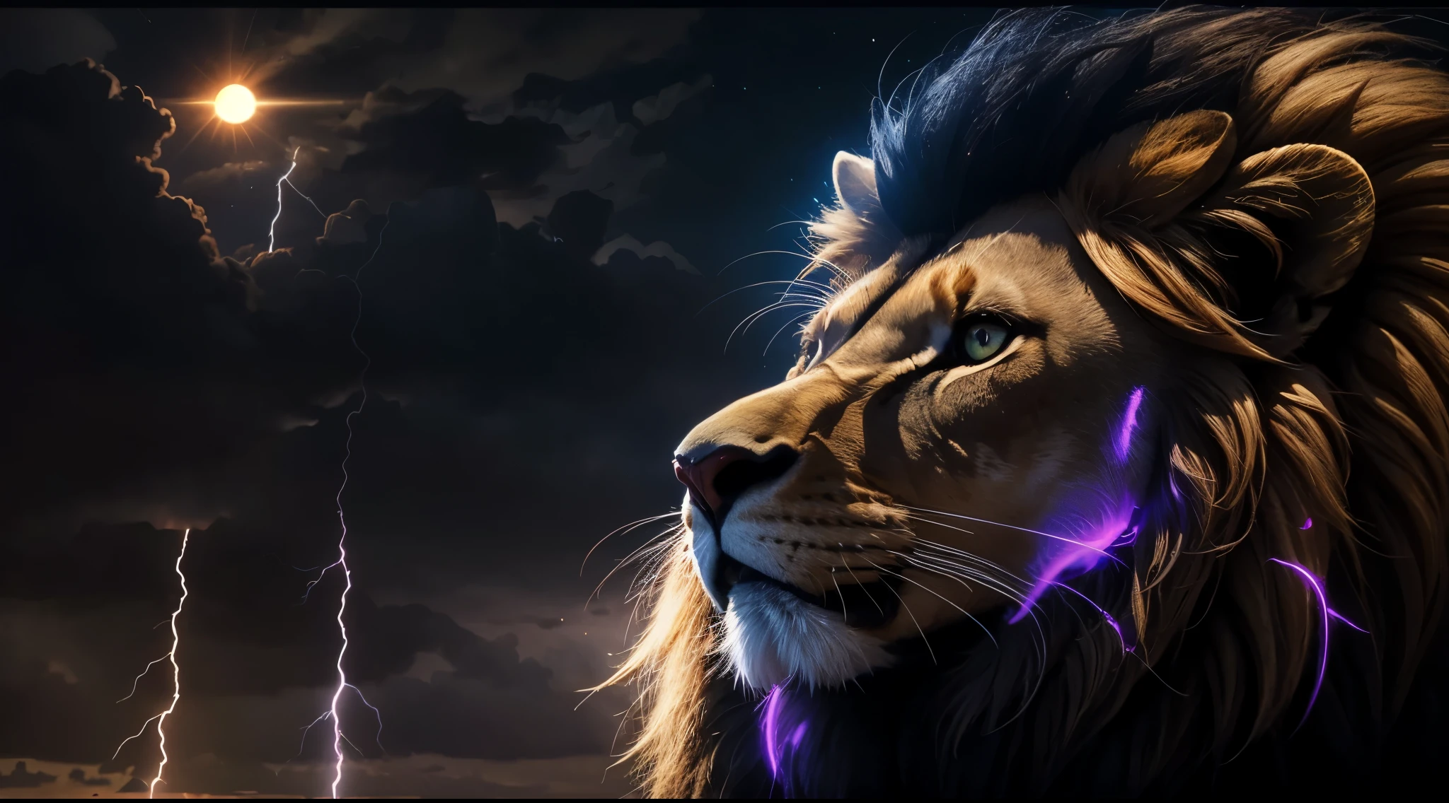 lion, Divine lion, naturais, Natureza, Natureza, heavens, celestial, sky night, beauty sky, Noite, majestoso, majestoso Lion, majestoso Sky, Naturalmente Elegante, thunders, Sky thunders, Divine thunder, Linda, Golden, Blue Eletricity, Blue Bolts, Rendering, Fotorrealista, UltraHigh definition, 4K, texturasdetalhadas, thunder, sombras detalhadas, cores detalhadas, por do sol, sol se pondo, sunset, Natureza Linda, Grande Divino, por do sol, contraste detalhado, Contraste realista, high resolution, cores detalhadas, fogo, eletricidade, divina criatura, 8k, Realista detalhado, 16K, 8k, High definition, contraste detalhado, Contraste realista, high resolution, cores detalhadas, fogo, eletricidade, divina criatura, 8k, Realista detalhado, elegante,
