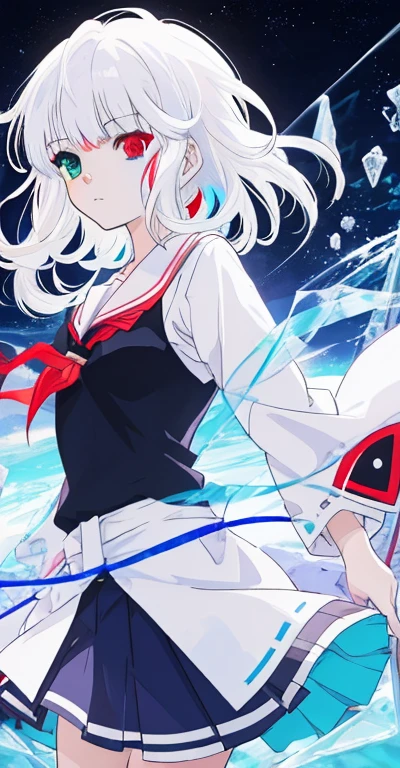 anime girl with long white hair holding a ice sword, ice magic circle, best anime 4k konachan wallpaper, white haired deity, zerochan art, anime art wallpaper 8 k, anime style 4 k, ufotable art style, detailed key anime art, anime art wallpaper 4 k, anime art wallpaper 4k, ryuko matoi, white haired, anime wallaper, (((heterochromia, blue and red eyes)))
