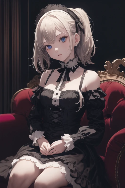 Cute girl,Highest,masterpiece,high resolution,Gothic,White Dress,Decorated,beautiful,