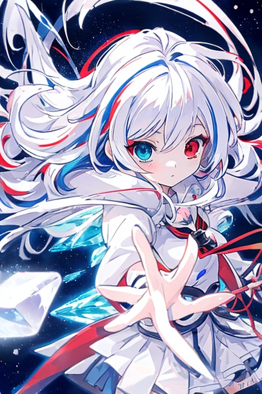 anime girl with long white hair holding a ice sword, ice magic circle, best anime 4k konachan wallpaper, white haired deity, zerochan art, anime art wallpaper 8 k, anime style 4 k, ufotable art style, detailed key anime art, anime art wallpaper 4 k, anime art wallpaper 4k, ryuko matoi, white haired, anime wallaper, (((heterochromia, blue and red eyes)))