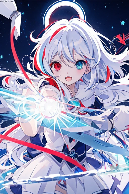 anime girl with long white hair holding a ice sword, ice magic circle, best anime 4k konachan wallpaper, white haired deity, zerochan art, anime art wallpaper 8 k, anime style 4 k, ufotable art style, detailed key anime art, anime art wallpaper 4 k, anime art wallpaper 4k, ryuko matoi, white haired, anime wallaper, (((heterochromia, blue and red eyes)))