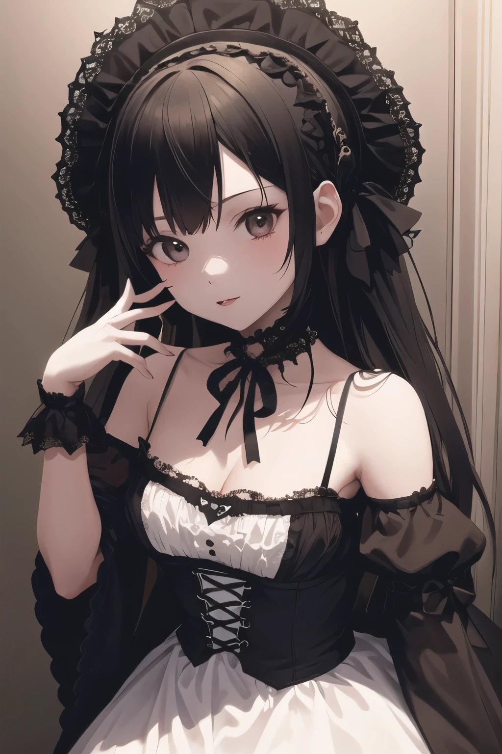 Cute girl,Highest,masterpiece,high resolution,Gothic,White Dress,Decorated,beautiful,