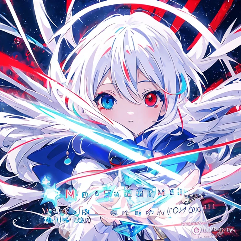 anime girl with long white hair holding a ice sword, ice magic circle, best anime 4k konachan wallpaper, white haired deity, zerochan art, anime art wallpaper 8 k, anime style 4 k, ufotable art style, detailed key anime art, anime art wallpaper 4 k, anime art wallpaper 4k, ryuko matoi, white haired, anime wallaper, (((heterochromia, blue and red eyes)))