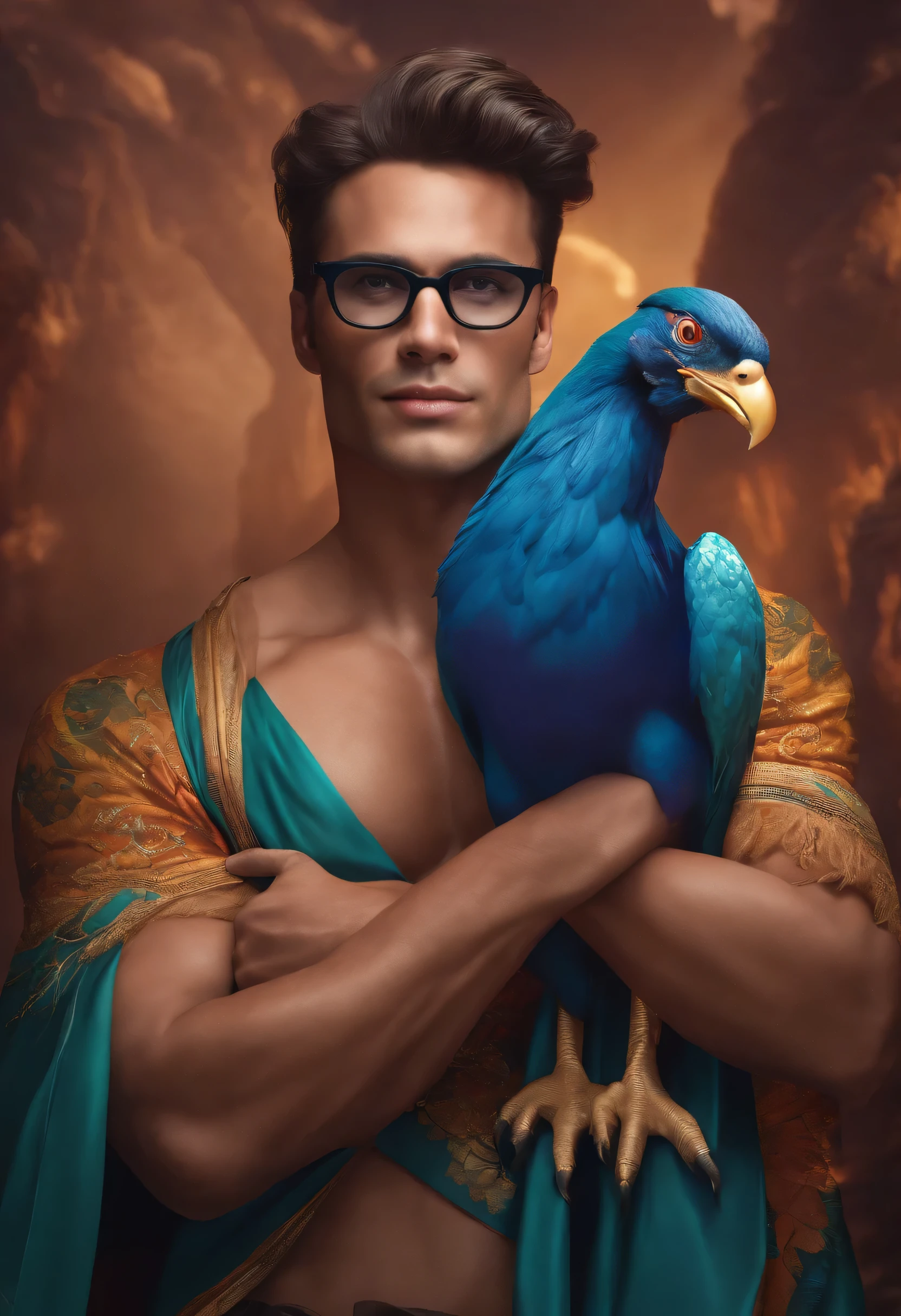 Personaje de gafas sin camisa con polla gigante