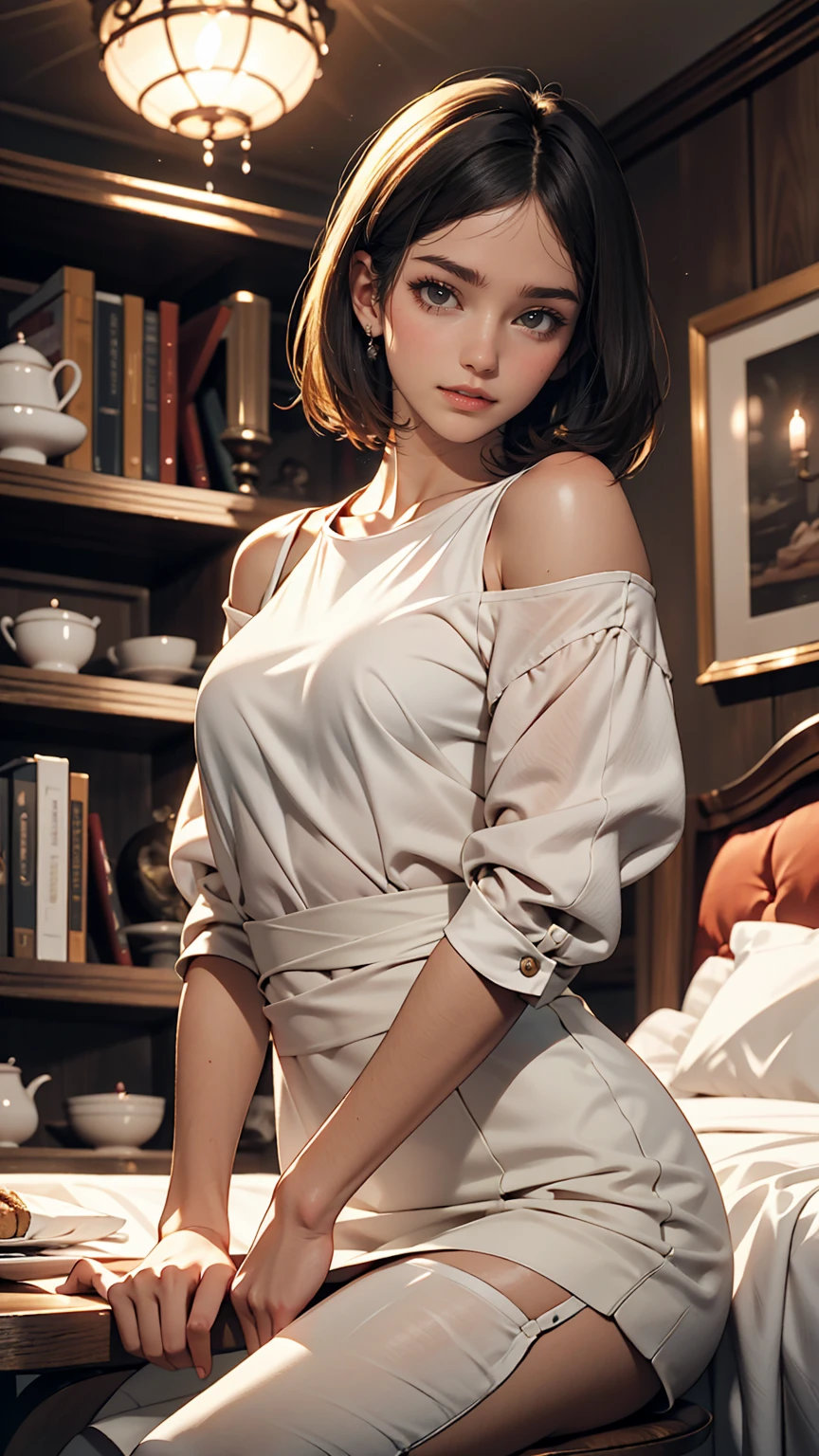 High resolution, masterpiece, Ruka Sarashina, short hair, Black Hair, (alone), One girl, cute, interior, Fine grain, (Iris)