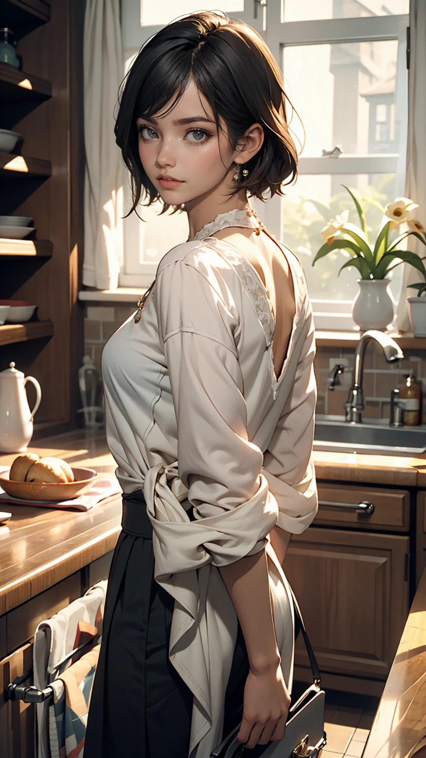 High resolution, masterpiece, Ruka Sarashina, short hair, Black Hair, (alone), One girl, cute, interior, Fine grain, (Iris)