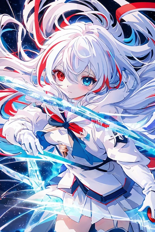 anime girl with long white hair holding a ice sword, ice magic circle, best anime 4k konachan wallpaper, white haired deity, zerochan art, anime art wallpaper 8 k, anime style 4 k, ufotable art style, detailed key anime art, anime art wallpaper 4 k, anime art wallpaper 4k, ryuko matoi, white haired, anime wallaper, (((heterochromia, blue and red eyes)))
