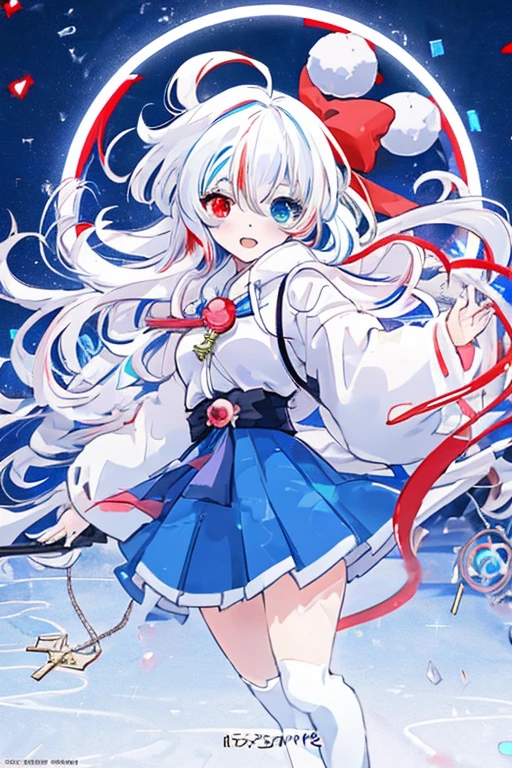 anime girl with long white hair holding a ice sword, ice magic circle, best anime 4k konachan wallpaper, white haired deity, zerochan art, anime art wallpaper 8 k, anime style 4 k, ufotable art style, detailed key anime art, anime art wallpaper 4 k, anime art wallpaper 4k, ryuko matoi, white haired, anime wallaper, (((heterochromia, blue and red eyes)))