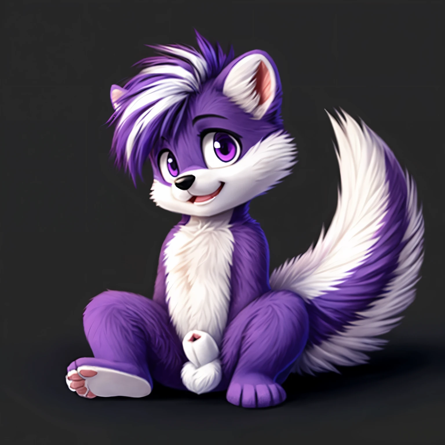 purple fur, skunk, small, smol, adorable, cute, sheath, purple toot