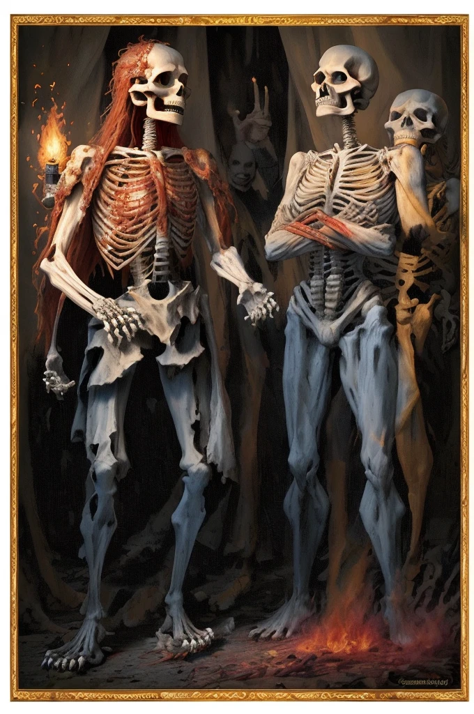 Dancing the skeleton dance,
On the island of torn dreams,
I see thousands of answers to any damn question!
I stomp on the crispy one,
Bony, ringing foot,
Jingling, exquisitely,
I'm swinging, CLICKING, snake!
And the red-brown sky,
In yellow curls,
in the clouds,
Washes the ribs with silver,
Evoking Fear with chords!
On the thin borders of Immortality,
The sound of madness will fade away and development will continue in the echo,
Exploding the space around!
The Skull is covered with a golden reflection - With a light sigh of the sun And the blind eye socket Believes:
The secret meaning in ecstasy is hidden!
Bloody Dance Floor – Elastic, fire springboard,
Weaves a pattern into the Retina,
Transform a sorcerer into a Giant!