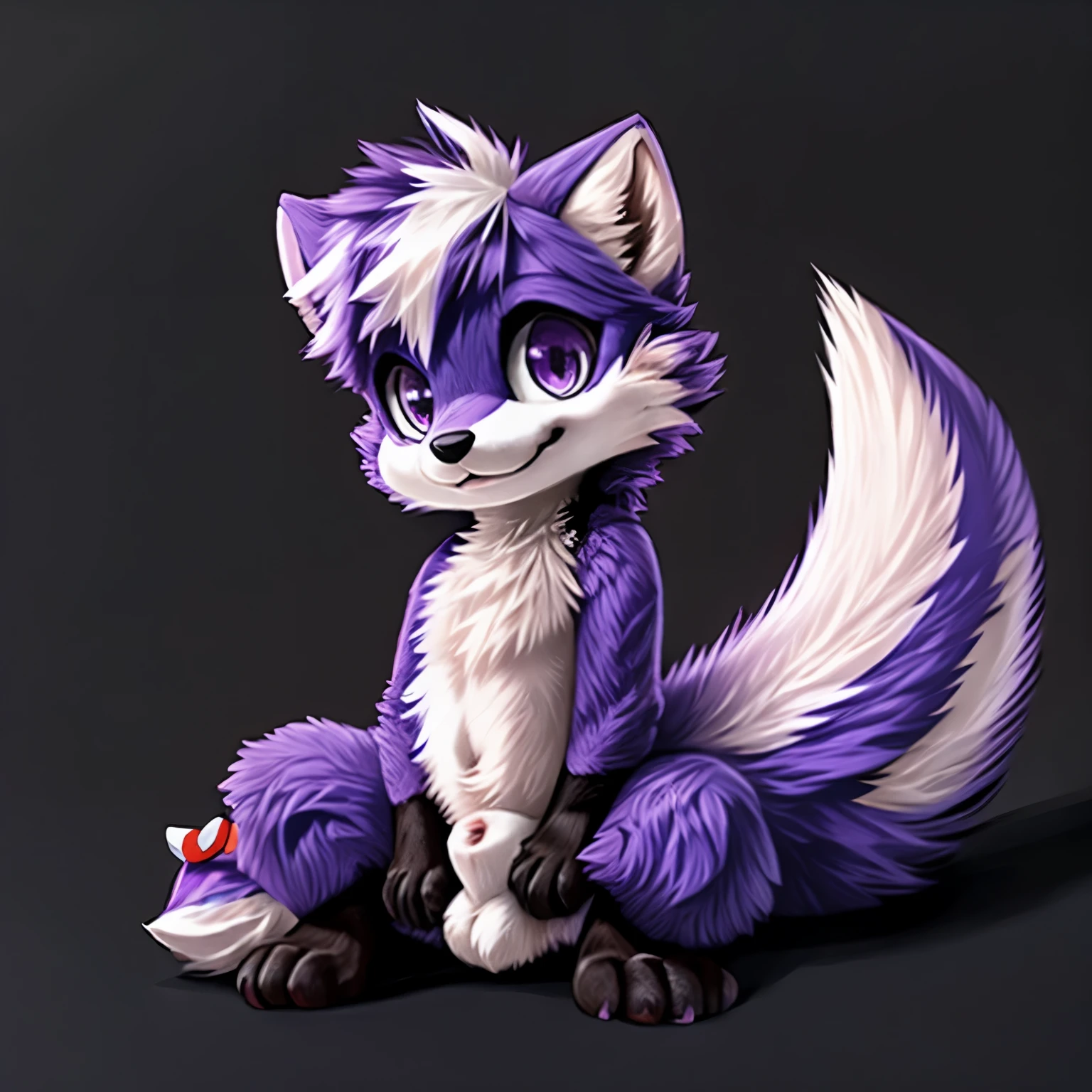 purple fur, skunk, small, smol, adorable, cute, sheath, purple toot