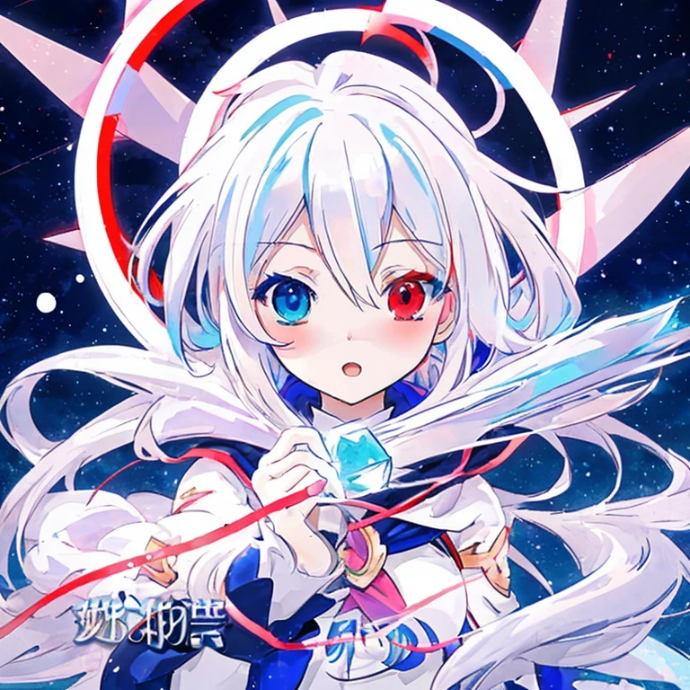anime girl with long white hair holding a ice sword, ice magic circle, best anime 4k konachan wallpaper, white haired deity, zerochan art, anime art wallpaper 8 k, anime style 4 k, ufotable art style, detailed key anime art, anime art wallpaper 4 k, anime art wallpaper 4k, ryuko matoi, white haired, anime wallaper, (((heterochromia, blue and red eyes)))