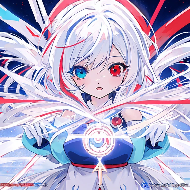 anime girl with long white hair holding a ice sword, ice magic circle, best anime 4k konachan wallpaper, white haired deity, zerochan art, anime art wallpaper 8 k, anime style 4 k, ufotable art style, detailed key anime art, anime art wallpaper 4 k, anime art wallpaper 4k, ryuko matoi, white haired, anime wallaper, (((heterochromia, blue and red eyes)))