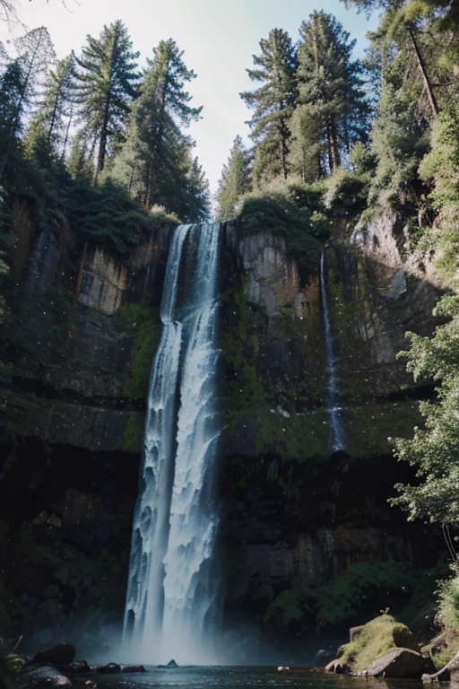 A 100m waterfall like a wedding veil in the forest