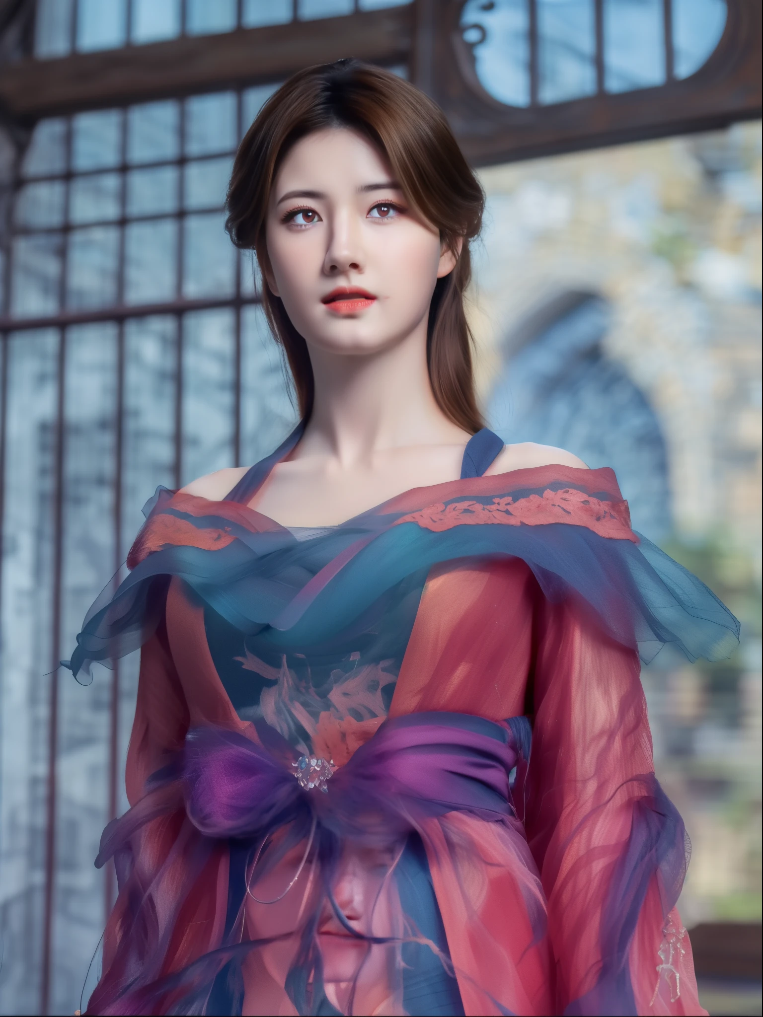 (hyperrealistic), (illustration), (high resolution), (8K), (extremely detailed), (best illustration), (beautiful detailed eyes), (best quality), (ultra-detailed), (masterpiece), (wallpaper), (photorealistic), (natural light), (rim lighting), (detailed face), (high detailed realistic skin texture), (anatomically correct), (solo), (1 girl), (high detailed realistic hair), (caramel hair:1.35), (heterochromic eyes), (detailed eyes), (light yellow eyes:1.37), (sparkling eyes), (realistic big breasts:1.5), (long legs), (slender abs), (dynamic pose), (closed tiny mouth:1.3), (concentrated expression), (topless),