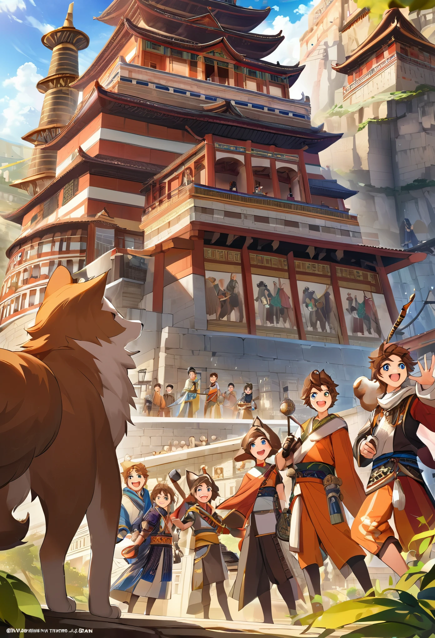 super high resolution, detailed background, World Heritage Site, 6+boys, 6+girls, Happy, joyful, absurdres(Photos of solo travelers)(kemono, furry anthro),