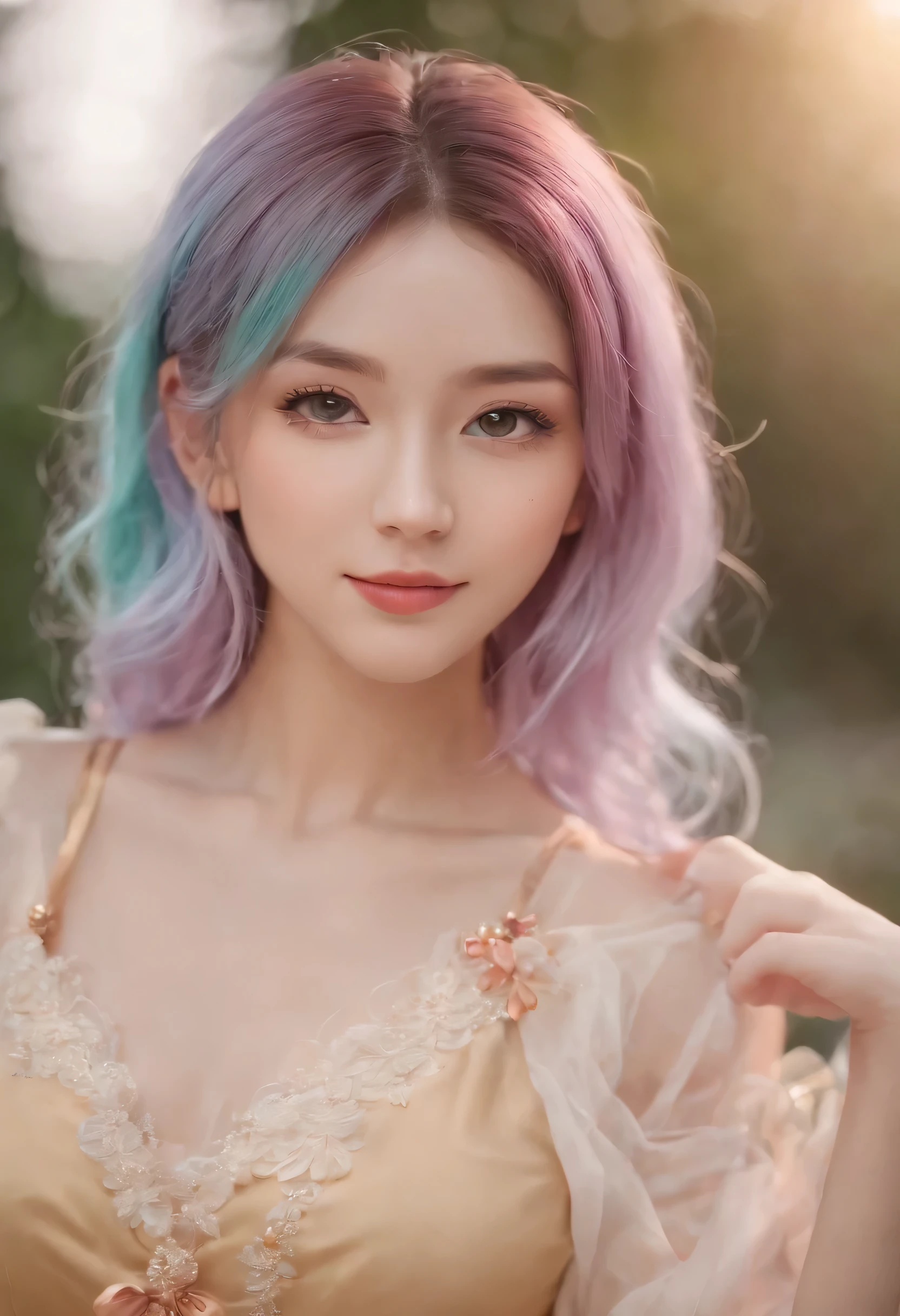 (Focus on the detailed mouth),(big laughter),(hor ears),anime girl with colorful hair and a colorful dress,Rosla's soft vibrancy,Ross La cartoon vitality,style of anime4 K,a beautiful anime portrait,The artistic germ is rich and colorful!!!, !Dream Artgerm,Beautiful anime girls,anime styled digital art,Anime art wallpaper 4k,Anime art wallpaper 4 K,Digital anime art,extremely detailed art germ