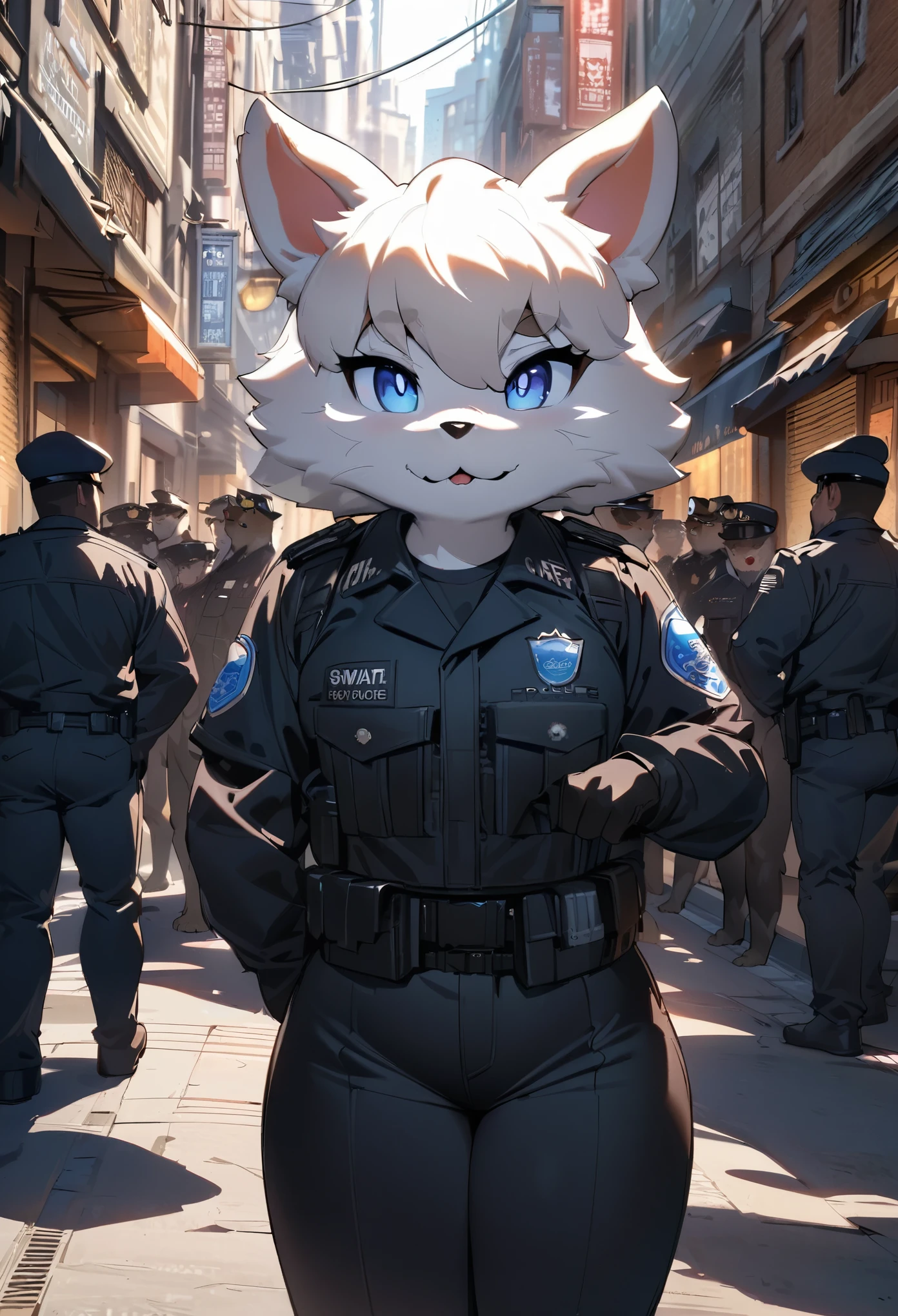 top quality, best quality, highres, masterpiece, super high resolution, detailed background, street, gasping for air(super handsome boys, dog)police officer, swat, police uniform, 6+boys, 6+girls, absurdres(highly detailed beautiful face and eyes)perfect anatomy, good lighting, volumetric lighting, cinematic shadow(kemono, furry anthro),