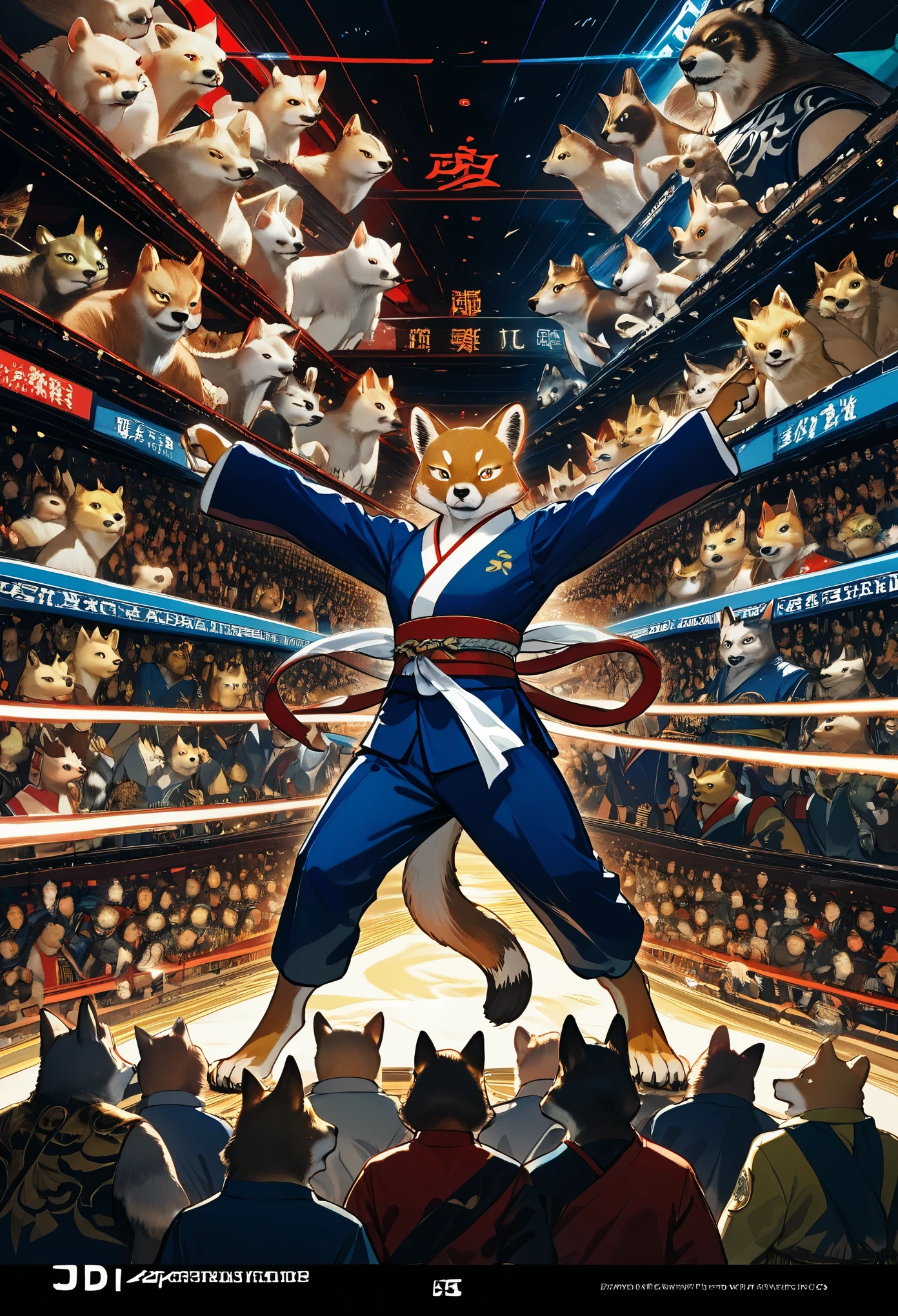 dynamic angle, top quality, best quality, High-quality illustrations, masterpiece, super high resolution, detailed background, detailed background, kung fu film, action, group shot:0.1, 6+boys, 6+girls, absurdres(highly detailed beautiful face and eyes)perfect anatomy, expression, good lighting, cinematic shadow(kemono, furry anthro),