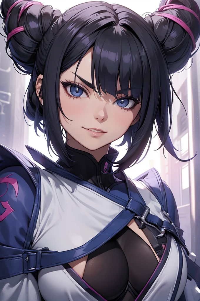 melhor qualidade,roupa azul,juri han,solo, masterpiece, best quality, agrias, grey sweater, black leotard, standing, looking at viewer, short hair,oculos,evil smile, evil look,luvas preta,roupa azul,yandere rosto,low lighting,coxa sarada copo detalhado,olhando para frente juri han,bela