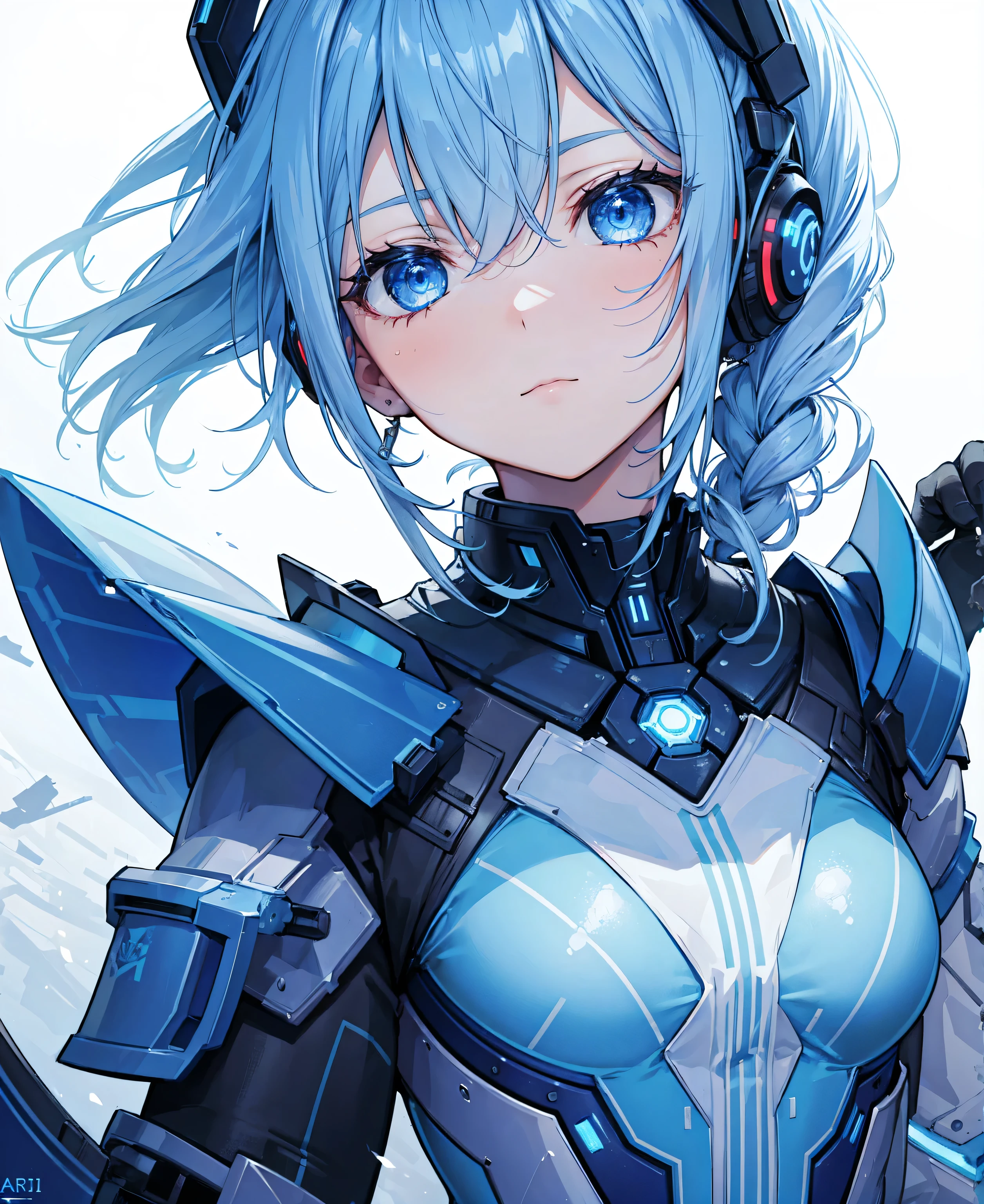 8k, highest quality, (real:1.4), Original photo, 1 girl, Asari Hair, Biological Amplifier, refined armor, posture: Peace talks between warring factions, smart blue eyes