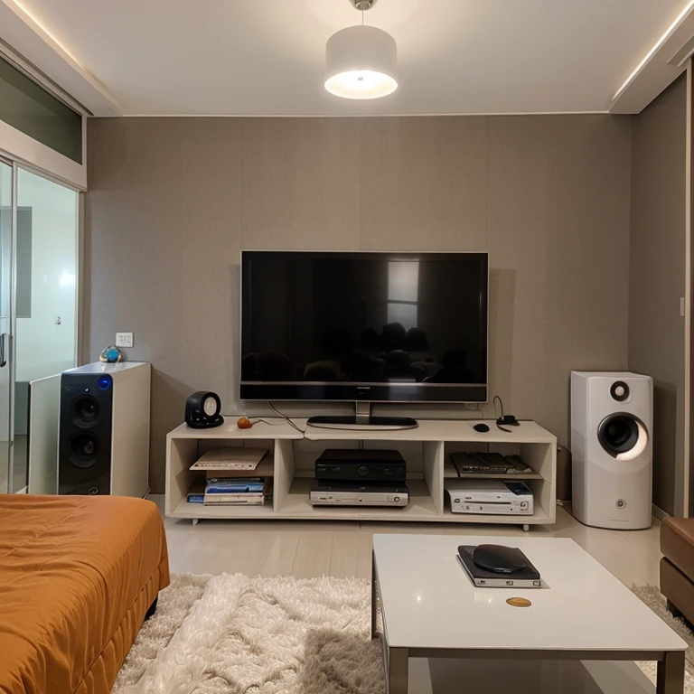 Uma tv em um quarto futurista