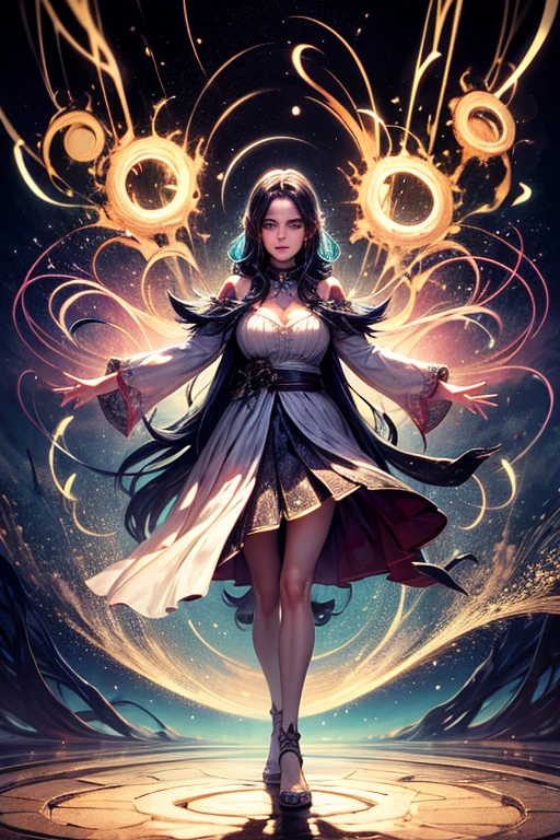 The magic of a look: she stands in the middle of the world, made of magic and color, where every stroke is an echo of her inner world