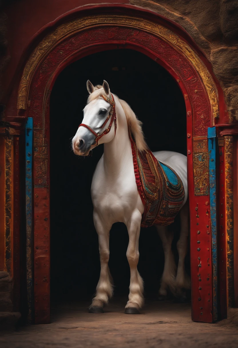 Uma cavalo inteiro dentro de uma ferradura