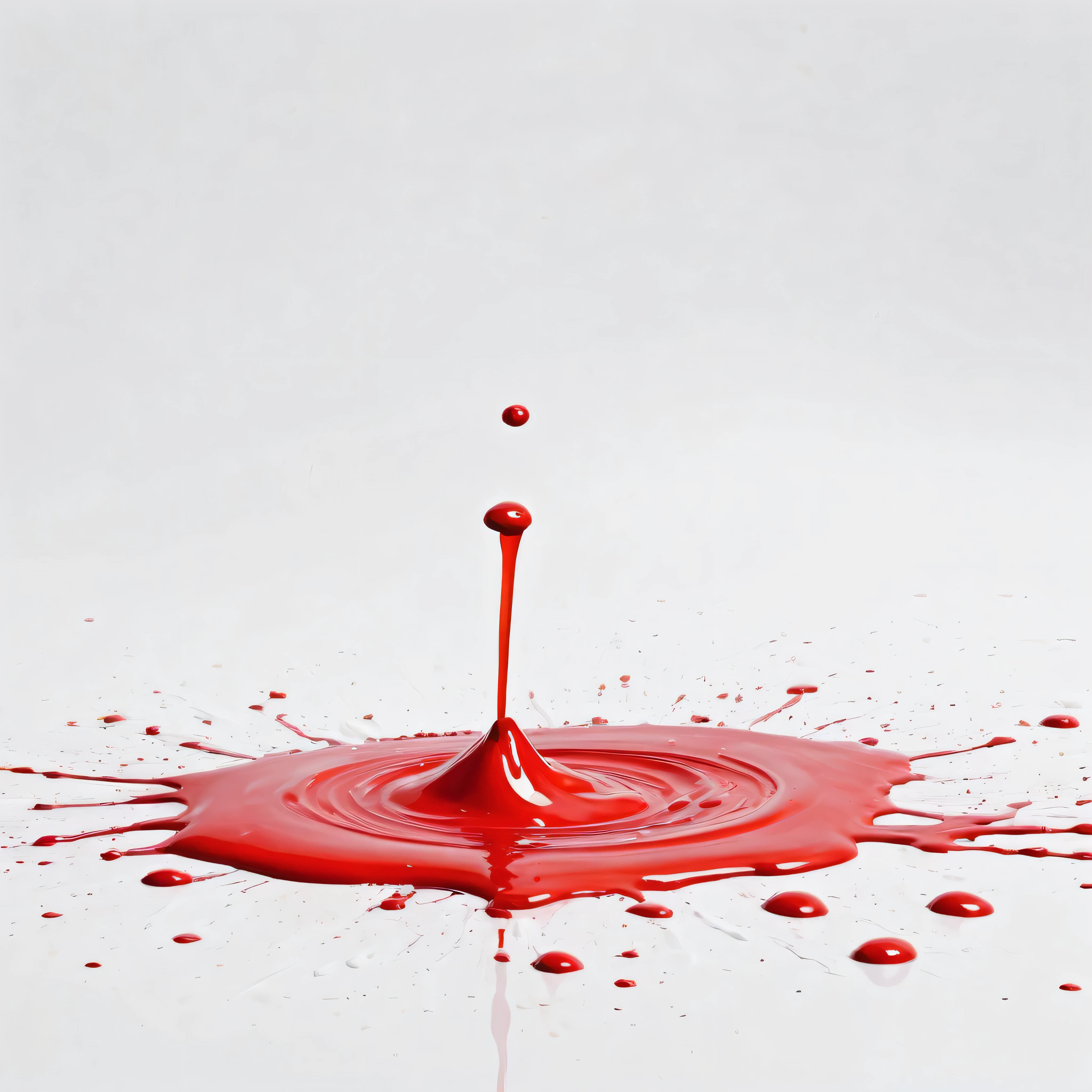 ((one color)), wet oil paint pou, red paint , visible paint stains, messy paint splatter, , perfect composition, White Background, (Paint Splash, Color Splash, Ink Stain, Color Splash, No People), Paint pours in one place and bounces