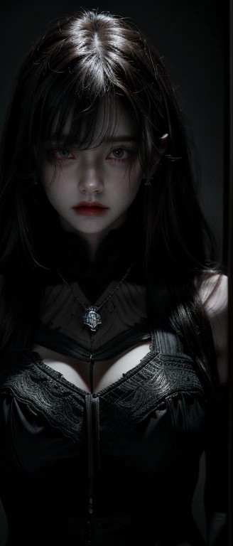 V0id3nergy,luminescent, Blood_vessel,, (masterpiece:1.3), (the best_quality:1.3), (extremist_detailed:1.3), 8k, extremely_Clear, realism, (extremistPractical:1.3),, insane details, intricate details, hyperdetailed, extremist detailed, extreme detailed, Highest detailed, High_detail, rich and colorful, fair, HDR, photoPractical, HighThe reservoir, extremist_High_The reservoir, photography, Aesthetic, extremely_Beautifully,((Fractal Art)),rich and colorful, moth (Cover left eye), somber expThe reservoirsion, cry (Red), (Horror Art, fear),HighThe reservoir, 16K,Raw,extremist HighThe reservoir,extremist details,finely detail,an extremely Beautifully and fair,extremely detailed,true shadow, Practical,Highly detailed photo,屡获殊荣的魅力photography作品,photoPractical,White skin、Beautiful face.、Huge breasts、18-year-old beauty face、Long bangs cover the vicious eyes, Attractive young woman,Transparent gauze dress,necklace,earrings,Giant chandelier,Stand at the table,(((full-body shot)))