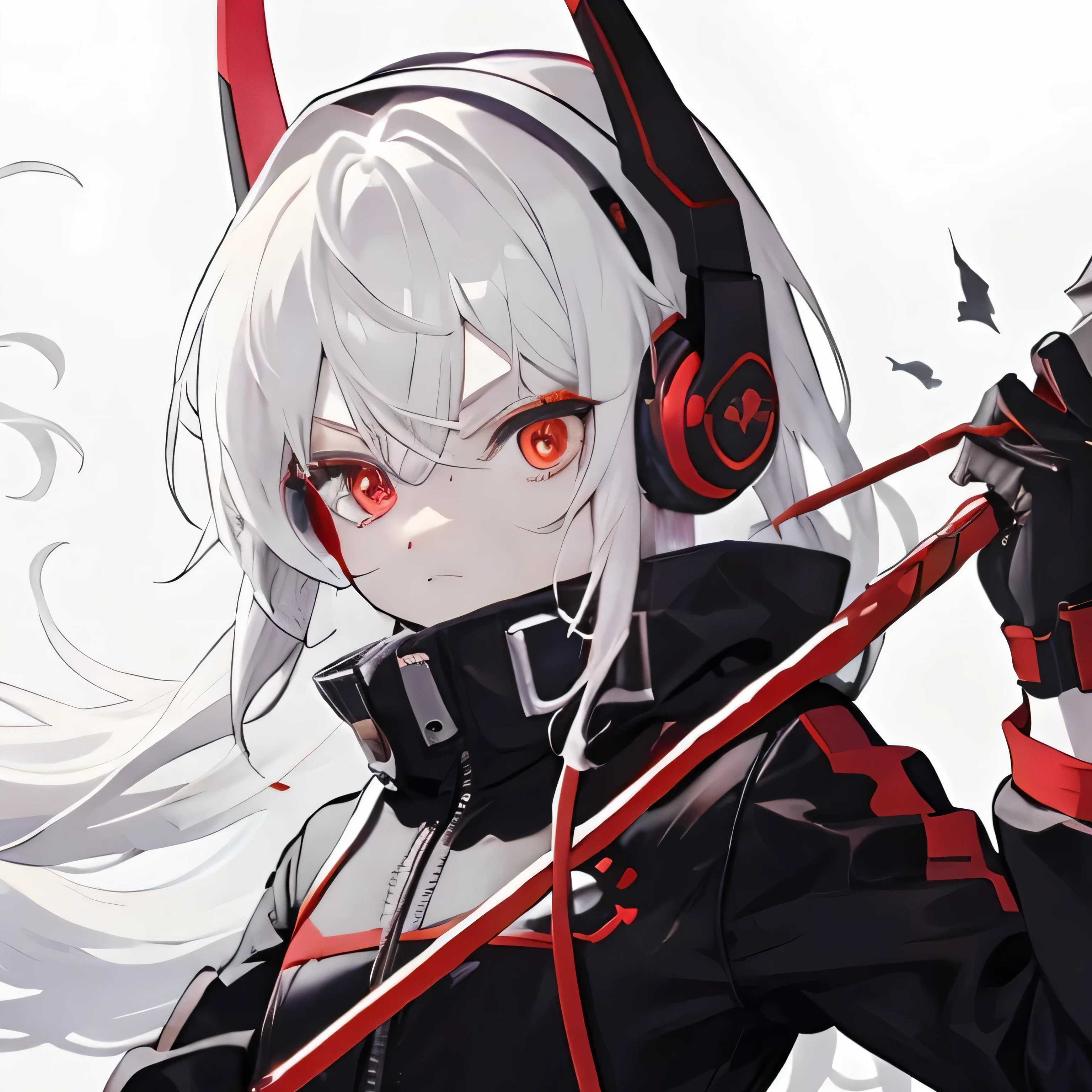 White hair,earphone,axe