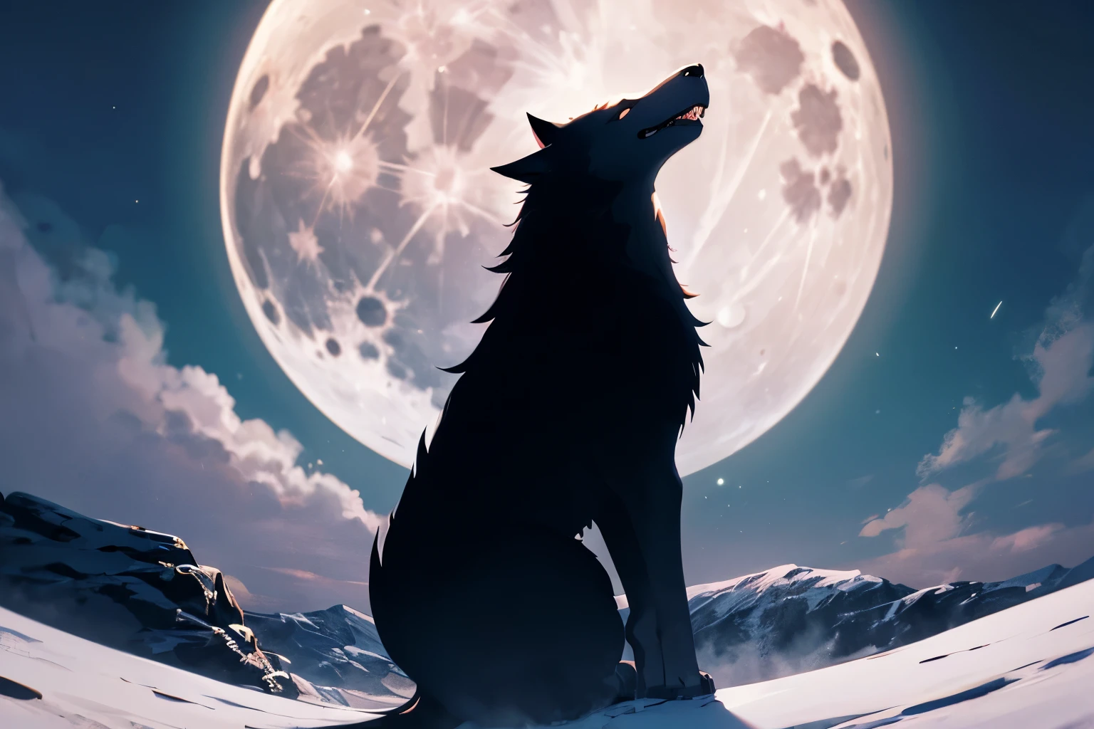Silhouette art of a werewolf standing in the moonlight, full moon background, masutepiece,Best Quality,ultra-detailliert,Dramatic,
