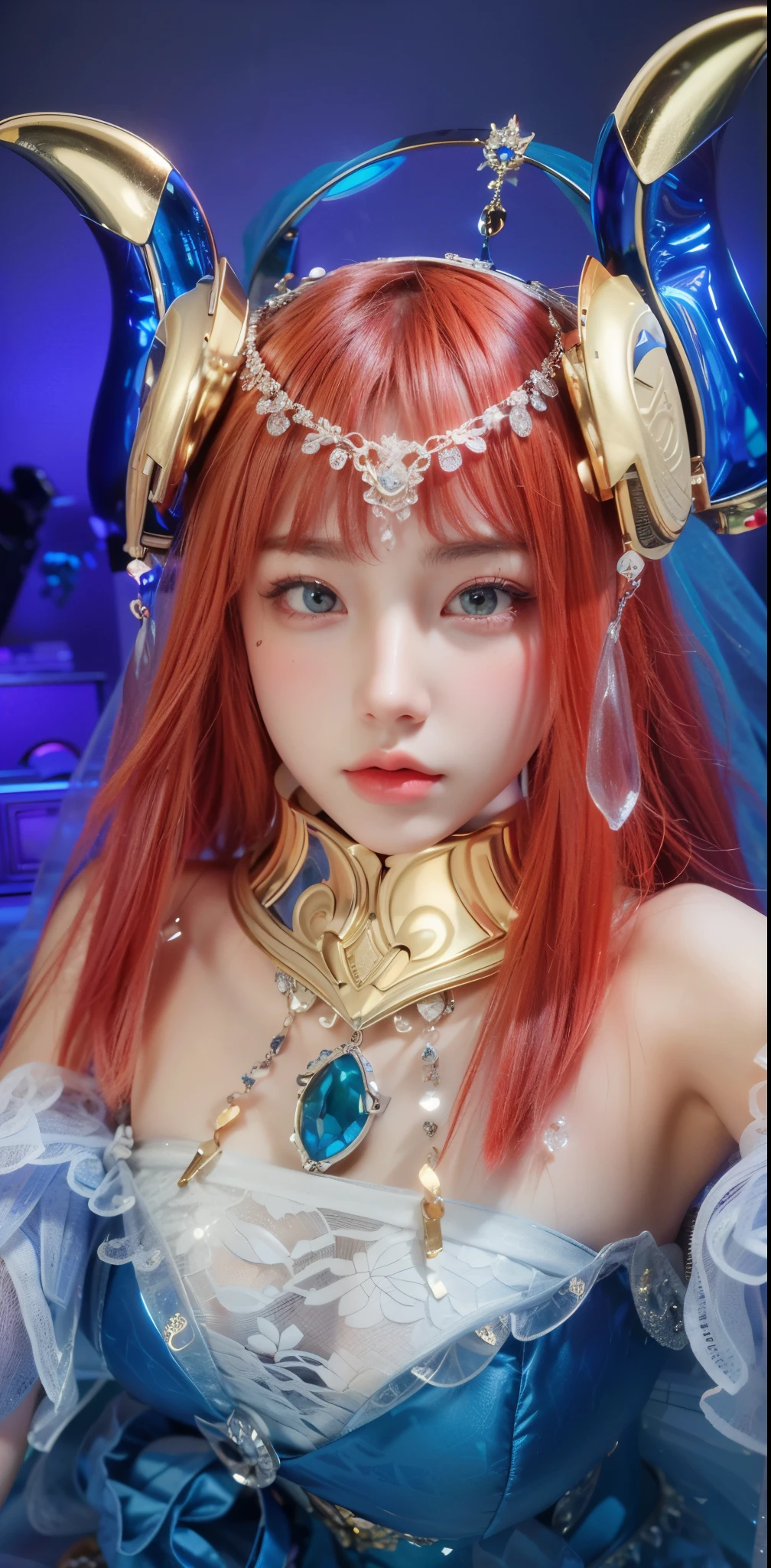 Game Art,CG Animation,Best image quality,Maximum resolution,8K picture quality,(A bust photo),(portrait),(Head close-up),(Rule of Thirds),Unreal Engine 5 rendering works,20 year old girl,((Queen)),The eyes are very detailed,(Large Breasts),Elegance and nobility,Movie Lighting,Ray Tracing,Game CG,((3D Unreal Engine)),OC rendering reflection mode,4K,Ultra-clear,Translucent lace,Fair and plump figure,Pretty Face,Glossy Gel Coat,身着华贵礼服的Queen,plump breasts,Gorgeous clothing,breasts symmetrical