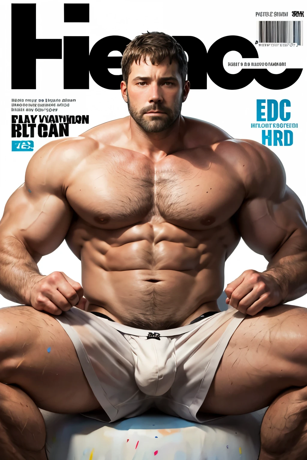 A portrait full body photograph Atractive ben Affleck heavy muscles, using only ?????????, bearded, Strong, muscular, hairy big belly bodybuilder, showing very hairy groin area, epic realistic, photo, faded, neutral colors, ((((hdr)))), muted colors, intricate scene, artstation, intricate details, （（（ink，soil，Line outline，ink stain，ink stain）））