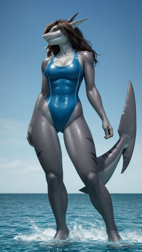 Trniert woman shark full body on swimsuit