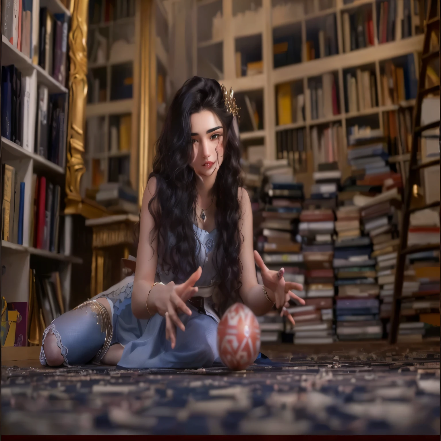 Arafed Frau sitzt auf dem Boden mit einem Ball vor ihr, eine Frau, holding a ball, Maya Ali als Anzeige&d Zauberer, Maya Ali als d&d Zauberer, Mahira Khan als Anzeige&d-Zauberer, fortune teller, Maya Ali als Zauberin, eine Kristallkugel halten, Psychic Girl