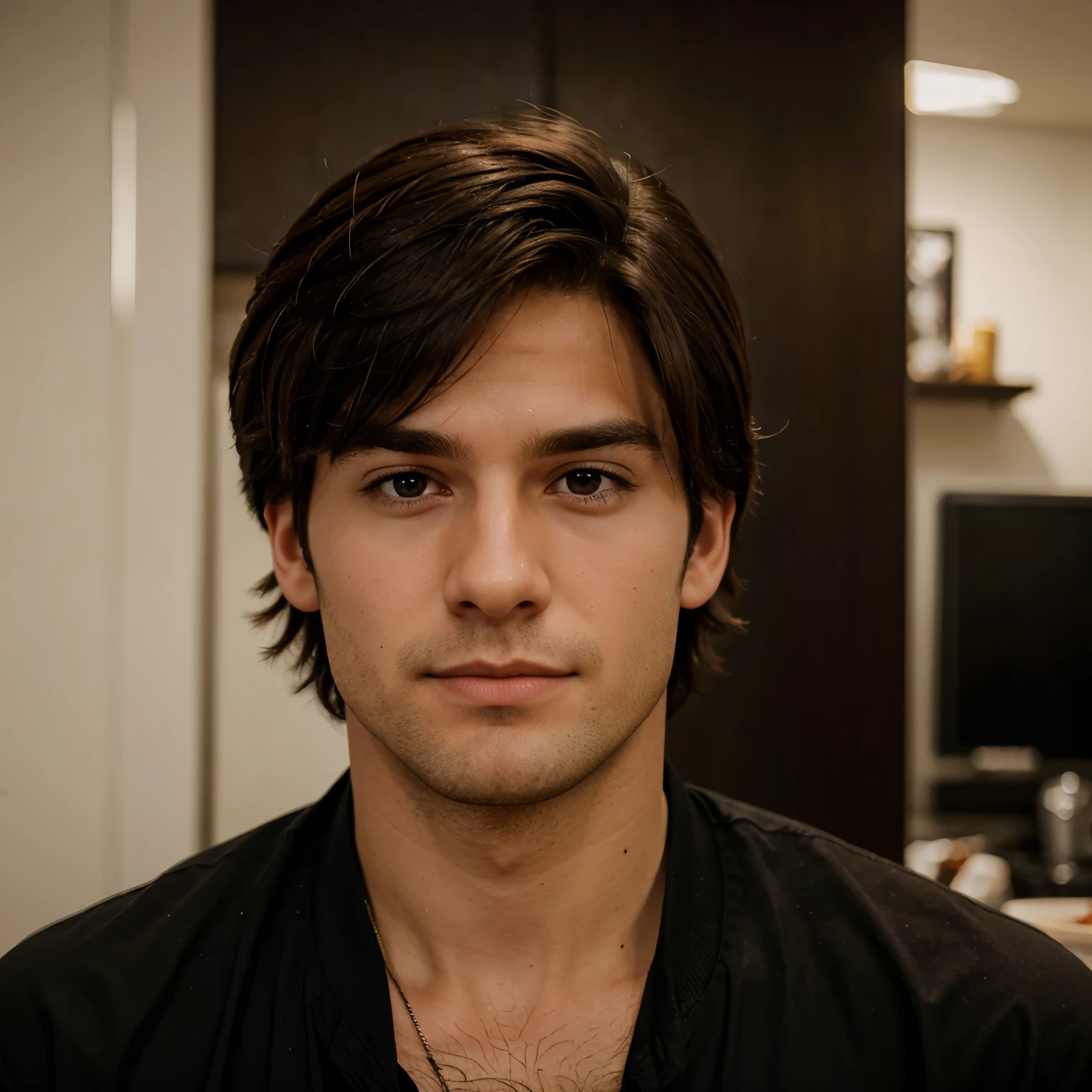 male with medium sized hair and no beard