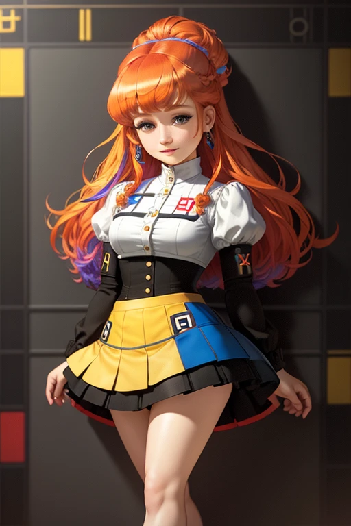 An incredibly absurd absolute solution, Super detailed, Official Art, 8k wallpaper, photorealistic

(Mondrian pattern:1.4), Intricate Design, Self-replicating shapes, Digital works, Captivating visuals, 

(Oversized clothing:1.3), (Mini Size Skirt:1.3), Clean Lines, Functional design, Understated Accessories, 



(Multicolored Hair:1.4), Captivating smile, Laugh shyly