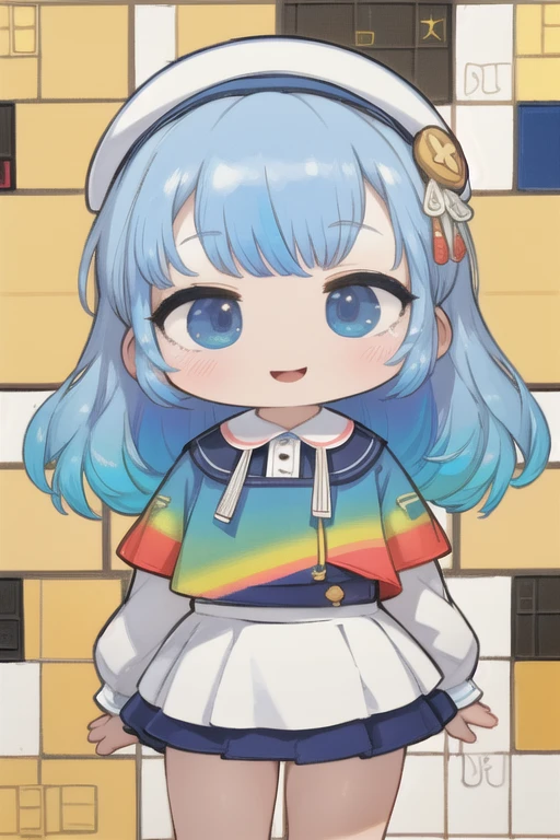 An incredibly absurd absolute solution, Super detailed, Official Art, 8k wallpaper, photorealistic
(Mondrian pattern:1.4), Intricate Design, Self-replicating shapes, Digital works, Captivating visuals,
(Oversized clothing:1.3), (Mini Size Skirt:1.3), Clean Lines, Functional design, Understated Accessories,
(Multicolored Hair:1.4), Captivating smile, Laugh shyly