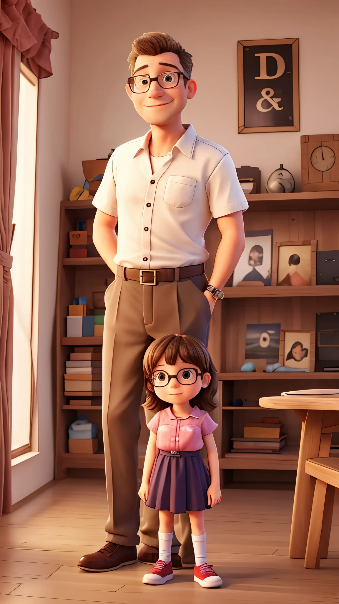 Dad with glasses and daughter 