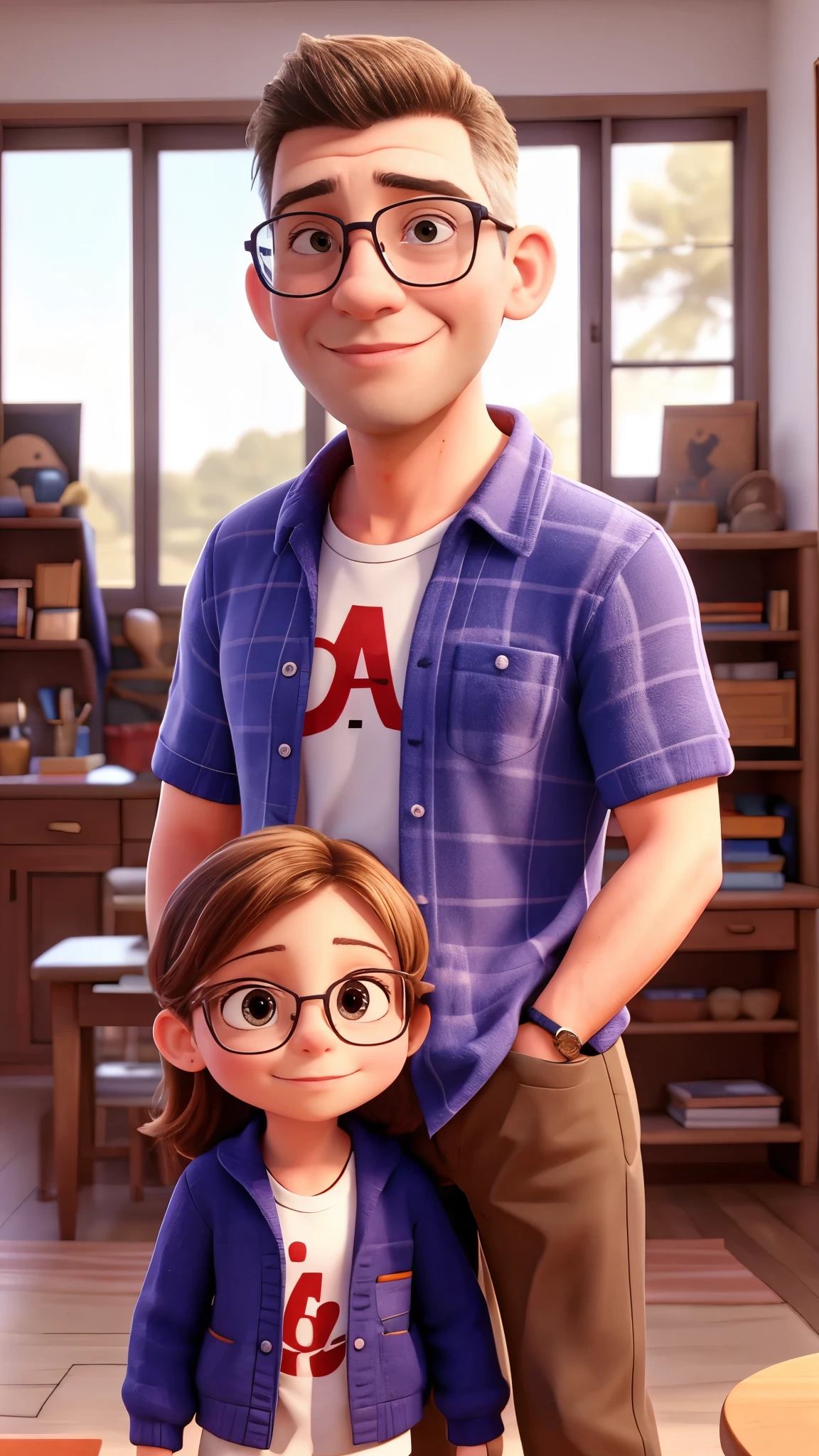 Dad with glasses and daughter 