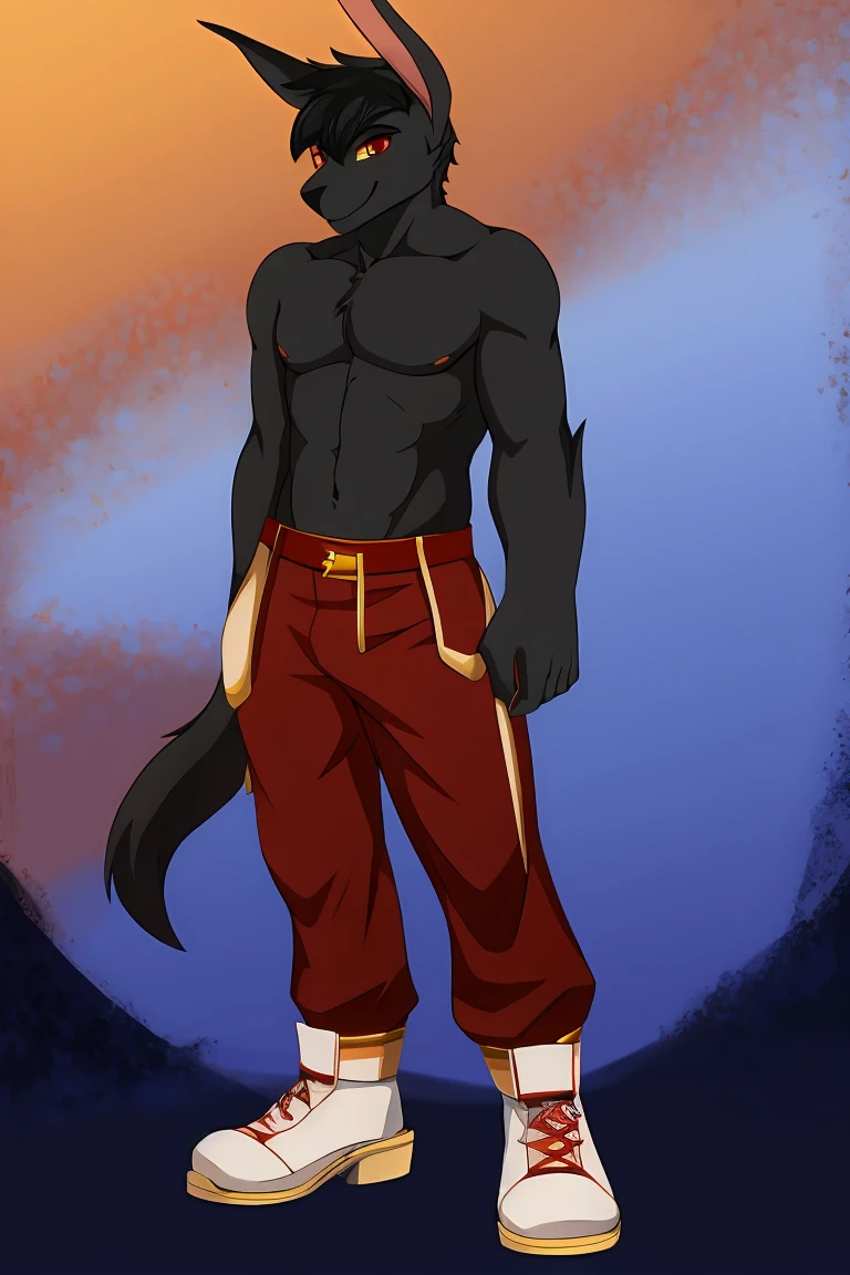 1furry,boy,antropomorfico furry ,conejo,sueter gris, (gran detalle),obra maestra,solo,pantalones negros,manos, los bolsillos,furry,pelaje gris blanco,ojos rojos,pelo corto,detalle,ropa sueter y pantalones,conejo