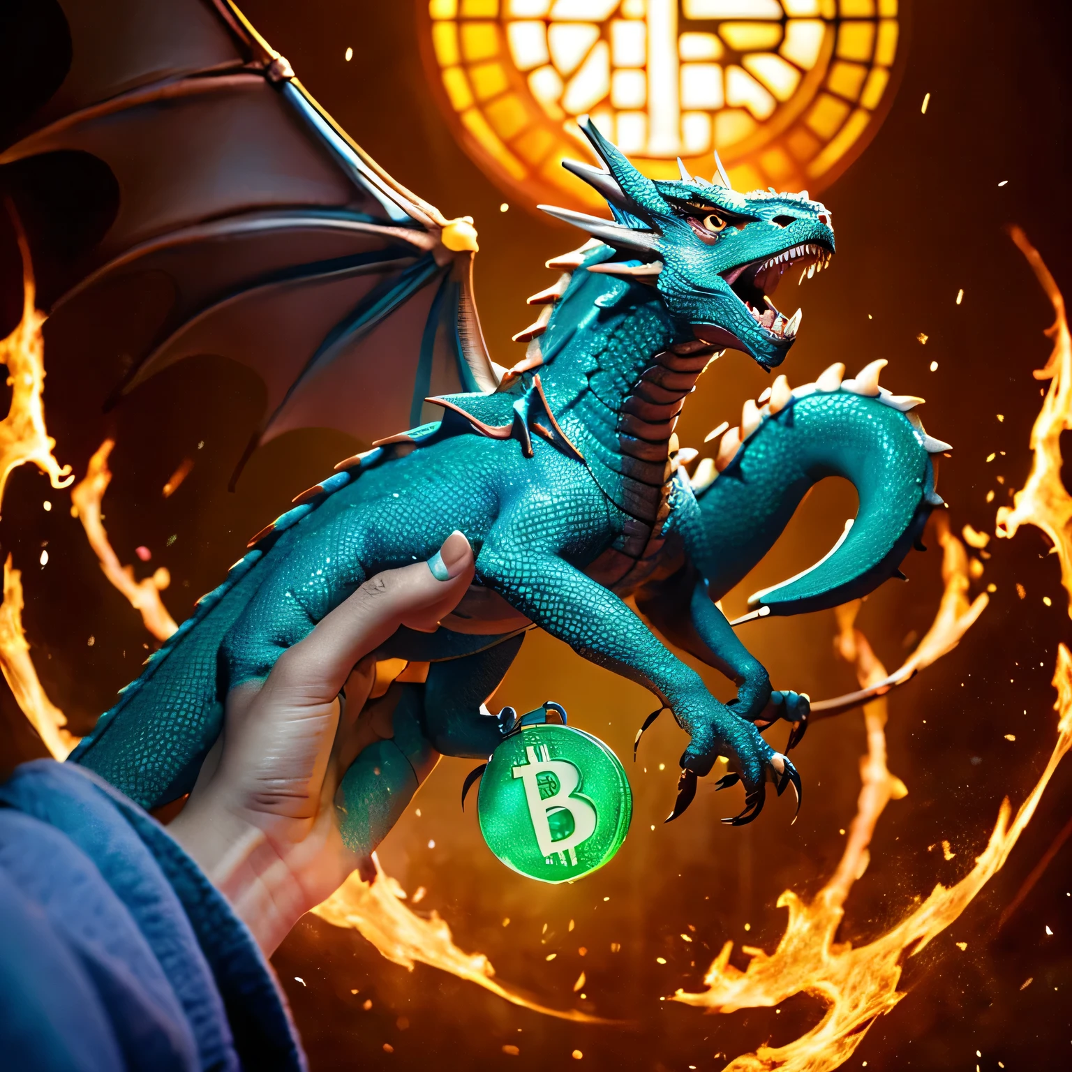 Dragon holding bitcoin