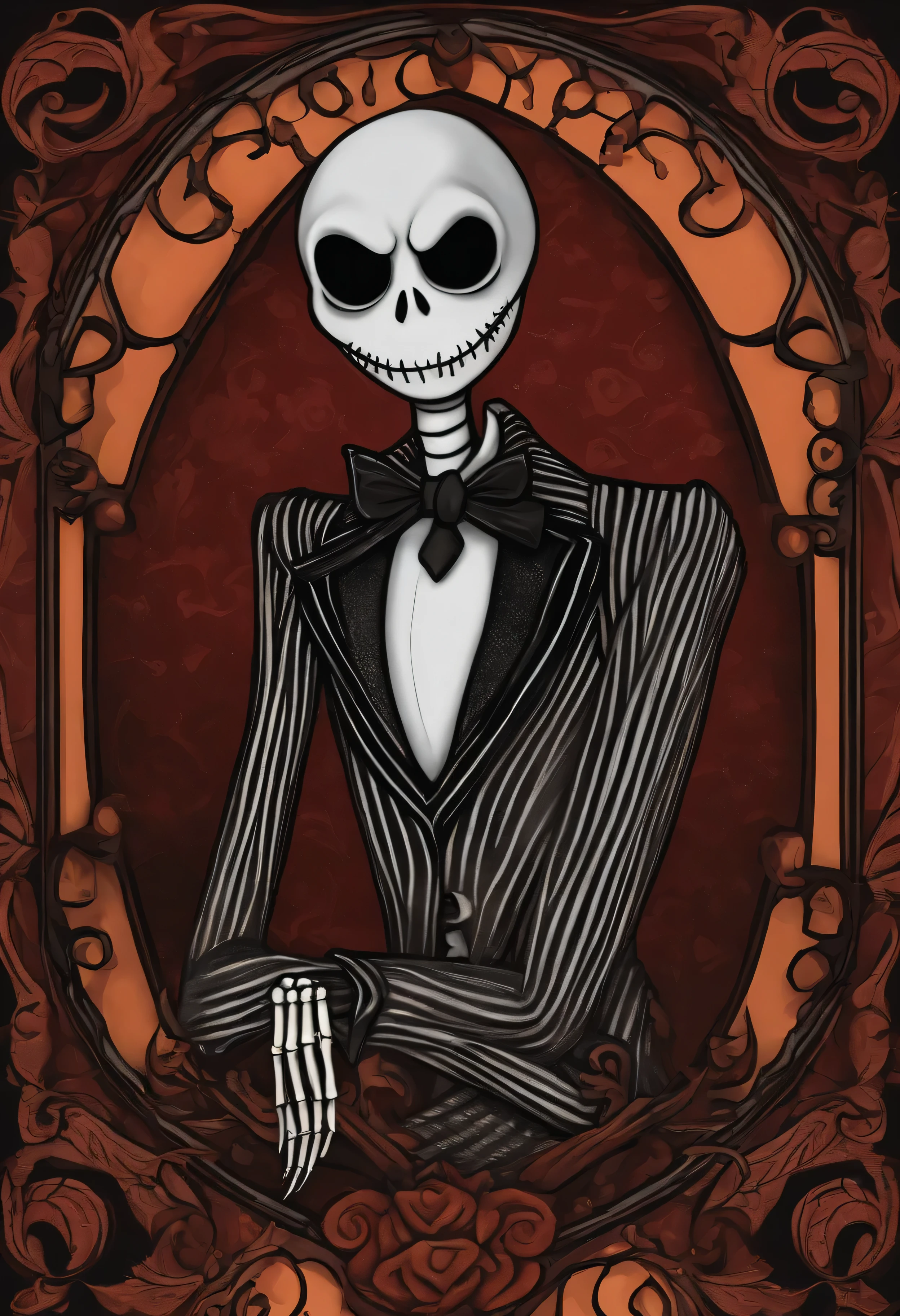 Jack Skellington do pesadelo antes do Natal, mas com carne, carne humana