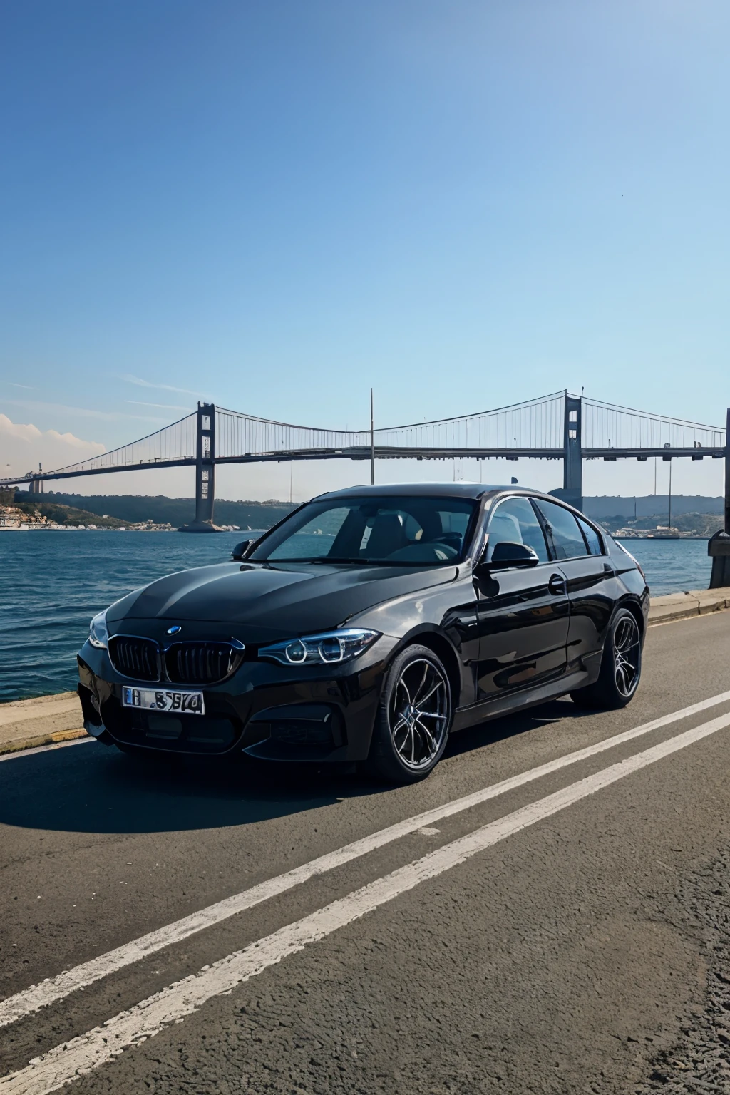 A black BMW on the Bosphorus in Istanbul."