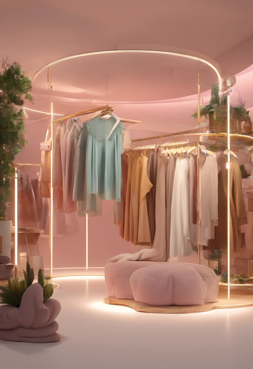 A cozy setting with visual communication for a clothing store event for cool women