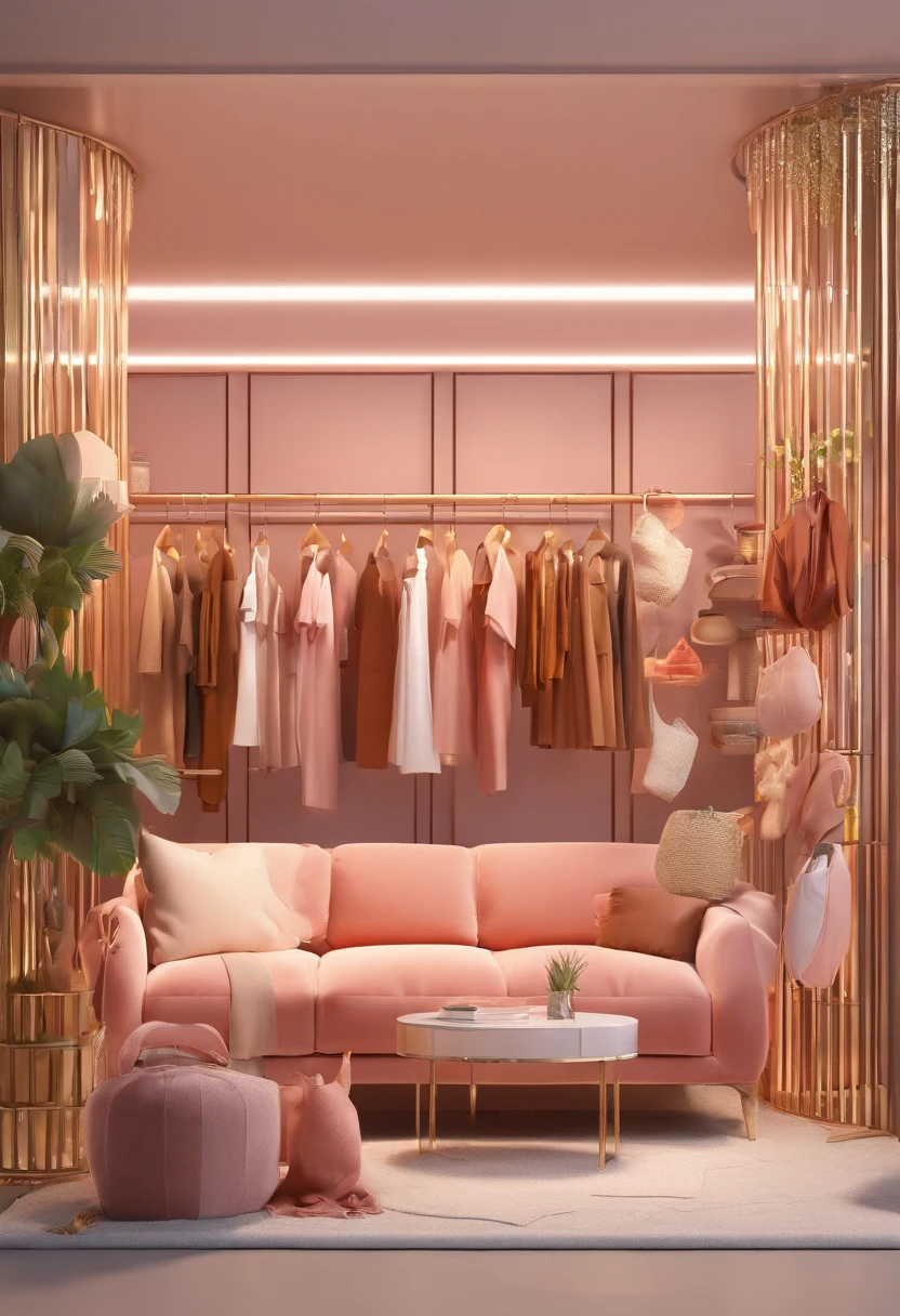 A cozy setting with visual communication for a clothing store event for cool women