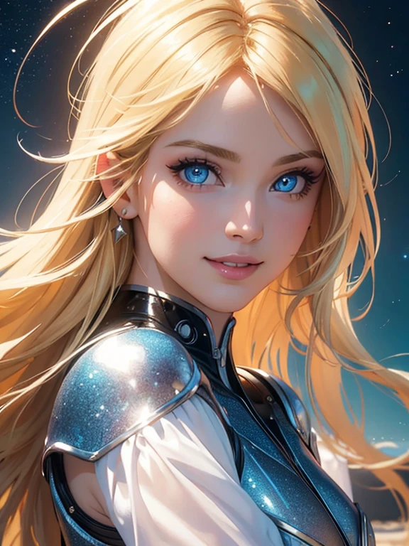 (Best quality,ultra detailed,photorealistic:1.37),bright and rich colors,studio lighting,playful facial expression,stylish makeup,Long blonde hair fluttering in the wind,inviting eyes,glossy lips,sexy pose, Space Cadet, cabin, I smile confidently and seductively,posing for a professional photo shoot,shallow depth of field,highlighting the main subject,soft natural lighting,Creating a dreamy and magical atmosphere.